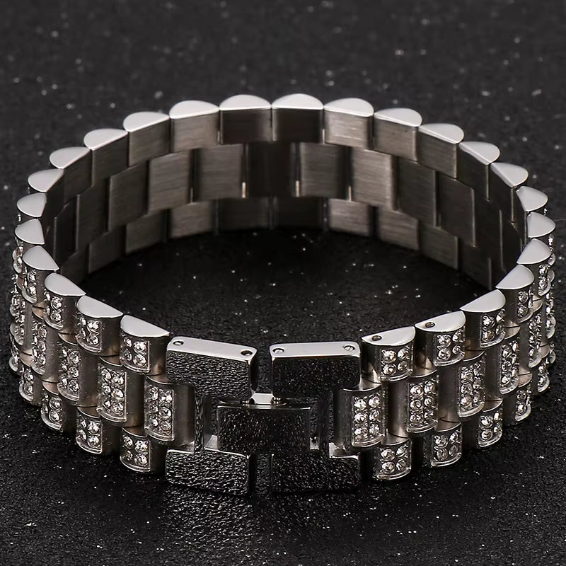 IceLink™ 18MM Gold Strap Chain Bracelet – Street Style Meets Statement Shine